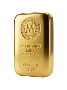 10<sub>oz</sub> Melbourne Mint Gold Cast Bar